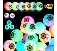 JOYIN Lot de 24 balles rebondissantes phosphorescentes pour Halloween, 6 couleurs, jouets de balle rebondissante pour fête, sacs cadeaux d'Halloween pour friandises ou acides, prix en classe