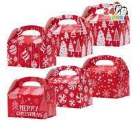 JOYIN Lot de 24 boîtes à friandises 3D en carton, rouges, avec nœud pour les fêtes de Noël, pour l'école, les fêtes de classe, les bonbons et les biscuits