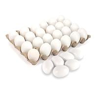 JOYIN Lot de 24 œufs de Pâques de 6 cm, œufs en bois blanc non peints, faux œufs de Pâques en bois blanc non peints pour enfants, à faire soi-même, travaux manuels, chasse aux œufs de Pâques