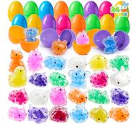 JOYIN Lot de 24 œufs de Pâques pré-remplis avec jouets à écraser mochi pour la chasse aux œufs de Pâques, remplissage de panier, cadeau de fête, soulagement du stress, prix pour la salle de classe