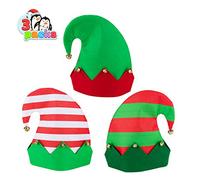 JOYIN Lot de 3 Chapeaux Colorés en Feutre d'Elfe de Noël - Taille Unique pour La Plupart des Enfants, Adolescents, Adultes - Unisexe pour Fête de Noël