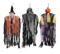 JOYIN Lot de 3 décorations d'halloween fantôme à Suspendre de 89 cm - Faucheuse à Suspendre - Sorcière pour Halloween - Décoration extérieure (Une Faucheuse, Une sorcière Suspendue