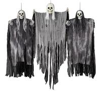 JOYIN Lot de 3 faucheuses à Suspendre pour Halloween, Une de 139,7 cm, Deux fantômes Volants squelettes d'halloween de 88,9 cm pour la décoration extérieure d'halloween, Accessoire de Maison hantée