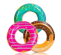 JOYIN Lot de 3 flotteurs de Piscine en Forme de Donut avec Paillettes de 32.5"/82,5 cm - Jouets Amusants pour fête de Piscine et décorations de fête en Forme de Donut