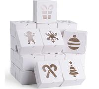JOYIN Lot de 36 boîtes à biscuits de Noël blanches avec fenêtre - 10,2 x 10,2 x 6,3 cm - Pour Noël, fêtes, pâtisseries, cupcakes, beignets, brownies, beignets