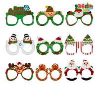 JOYIN Lot de 36 montures de lunettes de Noël - Motifs assortis pour fête de Noël, photomaton et cadeaux de fête (taille unique)