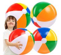 JOYIN Lot de 4 balles de plage de 50,8 cm - Grande balle de plage arc-en-ciel gonflable pour décoration de fête, anniversaire pour adultes et enfants, jeux d'eau, cadeaux de fête