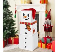 JOYIN Lot de 4 boîtes empilables de Noël avec couvercle et bonnet de Noël, grandes boîtes décoratives empilables, boîtes cadeau empilables pour les vacances de Noël et les décorations d'hiver