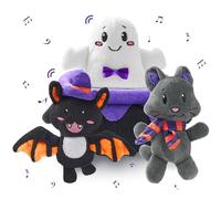 JOYIN Lot de 4 Peluches d'halloween pour bébé, Chaudron en Peluche avec Chat Chauve-Souris fantôme, Coffret de Jeu d'halloween, Cadeau de Remplissage de Sac à Surprises, Prix et friandises