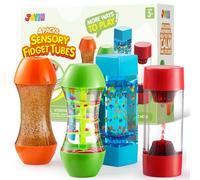 JOYIN Lot de 4 Tubes Sensoriels Liquides, Bouteille Sensorielle pour Enfants dès 3 Ans, Jouets Fidget Anti-Stress, Effets Visuels Colorés, Activité Calme, Concentration et Retour au Calme