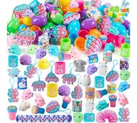 JOYIN Lot de 48 œufs de Pâques pré-remplis avec différents œufs de Pâques en plastique, jouets anti-stress pour remplir les paniers de Pâques, les cadeaux de fête de Pâques, la chasse aux œufs de