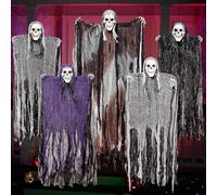 JOYIN Lot de 5 faucheuses à Suspendre pour Halloween, Une de 119,4 cm, Quatre fantômes Volants squelettes d'halloween de 88,9 cm pour la décoration extérieure d'halloween, Accessoire de Maison hantée