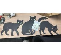 JOYIN Lot de 6 décorations de jardin d'Halloween, panneaux de chat d'Halloween avec yeux phosphorescents, décoration de silhouette effrayante pour chemins, cimetières, jardins, pelouses, terrasses et