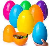 JOYIN Lot de 6 grands œufs de Pâques vides en plastique de 17,8 cm - De différentes couleurs vives - Pour la chasse aux œufs de Pâques, jouets, friandises à remplir