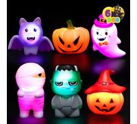 JOYIN Lot de 6 jouets de bain lumineux d'Halloween, jouets à thème d'Halloween, lumière LED clignotante,jouets de baignoire flottants pour bébé,jeux de baignoire d'eau pour tout-petits,fête de piscine