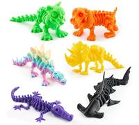 JOYIN Lot de 6 jouets squelette d'animaux à impression 3D d'Halloween avec articulations avec dinosaures, crocodiles, licornes, baleines, requins, chiens, squelettes, chats, jouets à presser imprimés