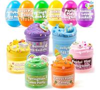 JOYIN Lot de 6 œufs de Pâques pré-remplis avec jouets, en plastique avec slime sur le thème de Pâques, remplissage pour paniers de Pâques, cadeaux de Pâques pour enfants, cadeaux de fête sur le thème
