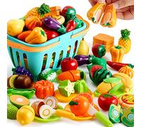 JOYIN Lot de 68 Jouets Alimentaires à découper pour la Cuisine des Tout-Petits, Faux Aliments pour la Cuisine, Comprend des Fruits et légumes en Plastique, des Cadeaux pour Tout-Petits