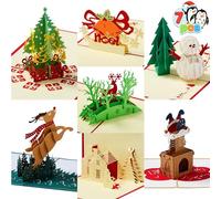 JOYIN Lot de 7 cartes de vœux de Noël pop-up 3D, designs uniques et enveloppes 15,2 x 15,2 cm pour la saison de Noël d'hiver, cartes de vacances, cartes cadeaux