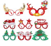 JOYIN Lot de 8 Cadres de Lunettes Fantaisie pour Fêtes de Noël avec 8 Designs de Noël et Photomaton (Taille Unique pour Tous)