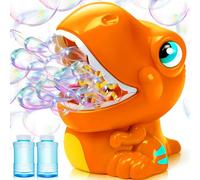 JOYIN Machine à bulles dinosaure, souffleur à bulles avec solutions pour enfants, jouet d'été pour extérieur et intérieur, cadeau d'anniversaire pour enfants (orange)