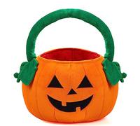 JOYIN Seau fourre-tout en peluche citrouille d'Halloween avec poignée pour friandises ou friandises pour fournitures de fête, sacs cadeaux pour enfants