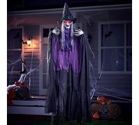 JOYIN Sorcière parlante animée à Suspendre pour Halloween de 182 cm avec Yeux Lumineux, Son Effrayant, sorcière Suspendue activée par Le Son pour décorations intérieures et extérieures d'halloween
