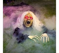 JOYIN Sorcière Rampante d'halloween Sort de la Terre avec Sons Effrayants et Yeux Clignotants pour Décoration de Jardin, Accessoires de Fêtes