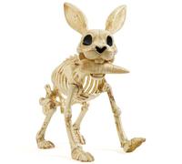 JOYIN Squelette de lapin de 33 cm comme décoration d'Halloween avec carotte, figurine de lapin mobile avec articulations, os en plastique, squelette d'animaux pour maison hantée, fête, décoration de