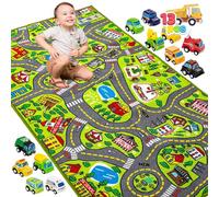 JOYIN Tapis de Chambre d'enfant, 80 x 150 cm, avec 12 Mini Jouets de Voiture, pour Enfants à partir, Tapis de Jeu, Rue, Tapis de Voiture, pour garçon et Fille, pour Chambre à Coucher et Salle