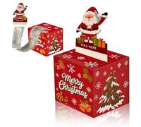 JOYIN Tirelire de Noël pour argent avec 50 sacs transparents, surprise de Noël rouge et vert, tirette de cadeau pour enfants, jouet de fête