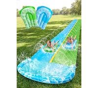 JOYIN Toboggan Aquatique de 22,5 pieds/685.8cm avec 2 bodyboards, Toboggan de pelouse d'été avec arroseur intégré, Jouet d'eau extérieur pour Enfants, Bleu, Vert