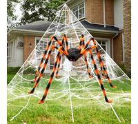 JOYIN Toile d'araignée pour Halloween - 150 cm - Toile d'araignée Triangulaire de 4,0 x 4,8 m - Idéale pour Les Maisons hantées à l'intérieur et à l'extérieur, Les fêtes d'halloween et Les scènes de