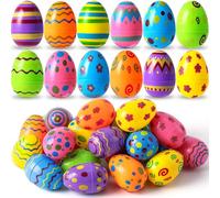 JOYIN Toy 100 œufs de Pâques Lumineux imprimés en Plastique, œufs vides remplissables de Plus de 8 cm de Haut pour la Chasse de Pâques, remplisseurs de paniers, Fournitures de Prix en Classe