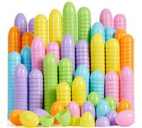 JOYIN Œufs de Pâques pastel de 8,5 cm, 50 grands œufs en plastique, coquilles d'œufs vides colorées à remplir pour la chasse de Pâques, cadeaux de fête, remplissage de paniers