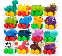 JOYIN Voitures d'animaux, Ensemble de Voitures en Caoutchouc Souple, Mini véhicules Jouets pour bébé, Voiture Jouet de Bain pour garçons et Filles, Cadeau d'anniversaire de Noël pour bébés