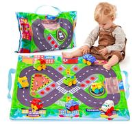 JOYIN Voitures Jouet Enfant avec Tapis, 8 pièces de Voitures pour bébés en Caoutchouc, Tapis Voiture Enfant, Jouets de Bain avec Tapis de Jeu, Tapis de Voiture Jouets pour garçons et Filles