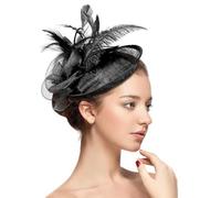 Joyincoser Bibi Mariage - Bijou de tête élégant pour mariage, fête à thé, église - Serre-tête femme et fille avec bandeau en maille(noir)