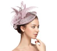 Joyincoser Bibi Mariage - Bijou de tête élégant pour mariage, fête à thé, église - Serre-tête femme et fille avec bandeau en maille(rose pâle)