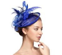 Joyincoser Bibi Mariage - Bijou de tête élégant pour mariage, fête à thé, église - Serre-tête femme et fille avec bandeau en maille(Bleu)