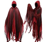 Joyincoser Cape à crochets médiévale de la Renaissance gothique de magicien de la mort - Costume d'horreur, fantôme effrayant, cosplay, Halloween, cadeau pour carnaval, fête, bal masqué (rouge)