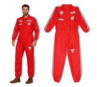 Joyincoser Costume de pilote de course homme et femme - Combinaison rouge - Motif tableau à carreaux - Poignets élastiques - Pour adulte, Halloween, carnaval, fête, cosplay - Taille S