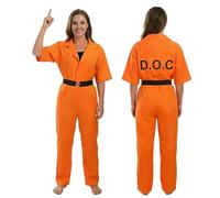 Joyincoser Costume de prisonnier orange pour homme - Combinaison de prisonnier pour homme - Combinaison de condamné pour détenu - Salopette de voleur criminel, ceinture de prisonnier orange, cadeau
