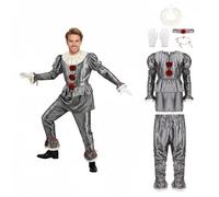 Joyincoser Costume d'horreur pour adulte - Avec perruque de clown d'horreur - Déguisement de Joker Killer (XL)