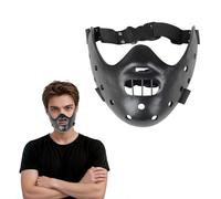 Joyincoser Hannibal Lecter Masque de film d'horreur avec masque effrayant Décoration du visage en résine pour Halloween, cosplay et carnaval (noir)