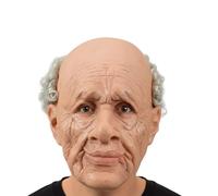 Joyincoser Masque réaliste de vieil homme avec cheveux blancs et plis - Masque facial en latex effrayant pour adulte, Halloween, cosplay, fête d'horreur et déguisement