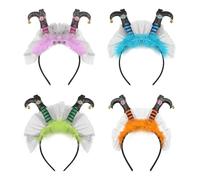 JoyinTcos Lot de 4 bandeaux d'Halloween en forme de magicien, pieds de sorcière, serre-tête pour carnaval, fête d'Halloween, cosplay