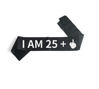 Joyiou Écharpe « I AM 25 + 2,5 cm », écharpe pour 26e anniversaire - Cadeaux amusants pour homme et femme - Écharpe noire douce avec lettrage en feuille d'argent