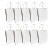 JOYISEN 10 Pièces Sac Kraft Blanc Pochette Cadeau avec Poignée pour Thanksgiving Halloween Noël Sac en Papier