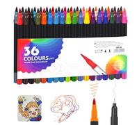 JOYIT Lot de 36 feutres aquarelle avec deux pointes - Lot de stylos pinceaux et feutres fins - Pour cadeau, filles, enfants, pour colorier, dessin, bricolage, journalisation, scrapbooking